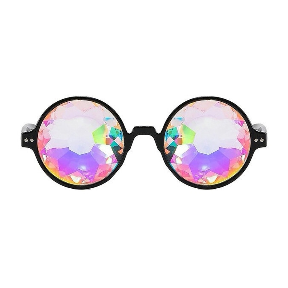 Zac's Alter Ego - Black / Kaleidoscope Glasses Round Sunglasses - Black